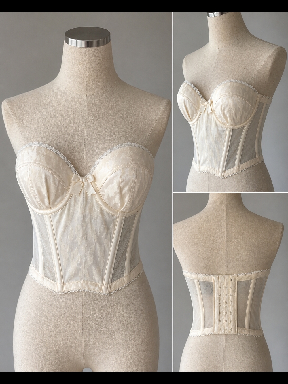 Agent Provocateur Ivory Corset Bustier ✨ Sheer Mesh Satin Lingerie Top